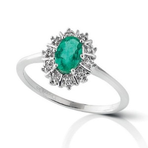 Anello Donna Oro Diamanti E Smeraldo