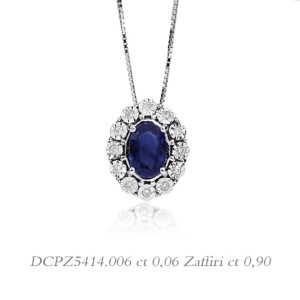 Collana Donna Oro Diamanti E Zaffiro Blu
