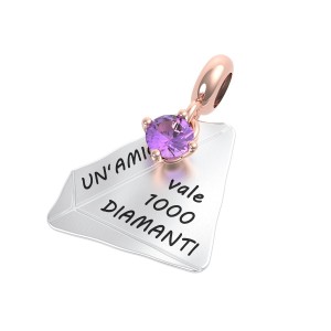 Charm Donna Argento Diamante Ametista