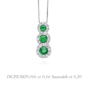 Collana Donna Oro Bianco Trilogy Smeraldi Diamanti